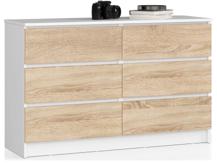 komoda kuba 120 cm 6 z suviek biela sono3b10600c
