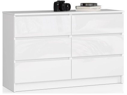 komoda kuba 120 cm 6 z suviek akryl biel4094272c