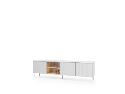 LIBA LB 05A, TV stolik s osvetlenim na nozickach, hodvabna biela dub vincenza 1